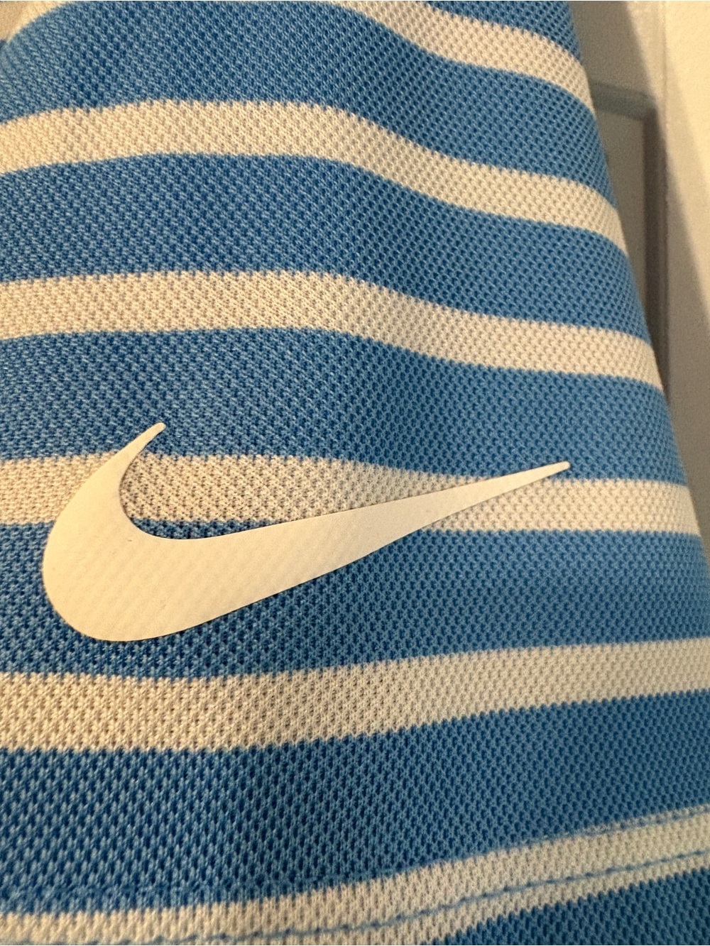 Nike Men’s Light Blue and White Striped Polo - Picture 3 of 6